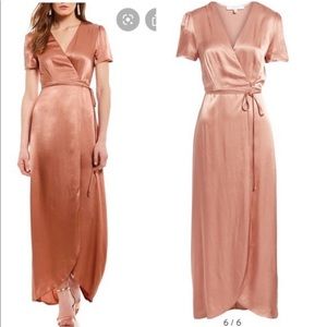 WAYF silky wrap dress